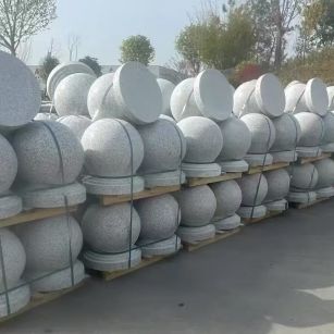 惠州 白麻花岗岩石材圆球，石球，挡车球，隔离球，景观石球，风水球等