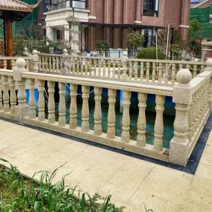 惠州黄金麻花岗岩石材栏杆，扶手，将军柱，花瓶柱