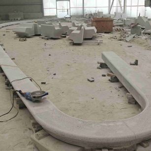 惠州 芝麻白花岗岩弧形花坛石，坐凳石