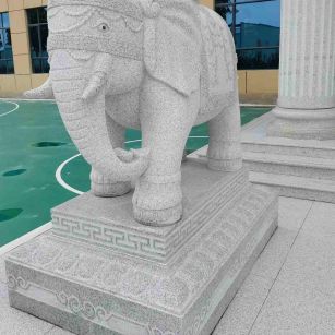 惠州 白麻花岗岩动物异形石雕-大象