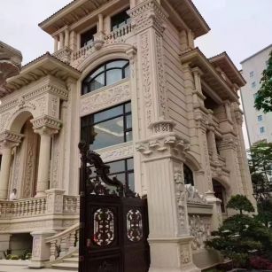 惠州 黄金麻花岗岩别墅外墙干挂效果展示