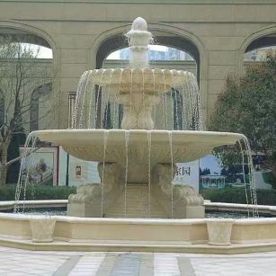 惠州 黄金麻花岗岩异型加工——户外庭院石雕流水喷泉