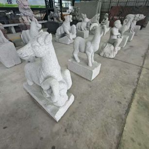 惠州 芝麻白花岗岩造型立体雕刻——十二生肖