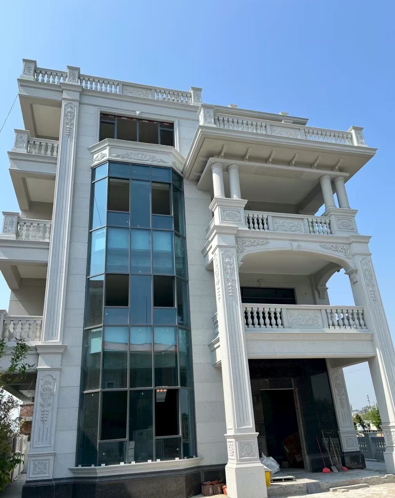 惠州 白麻花岗岩别墅外墙干挂效果展示