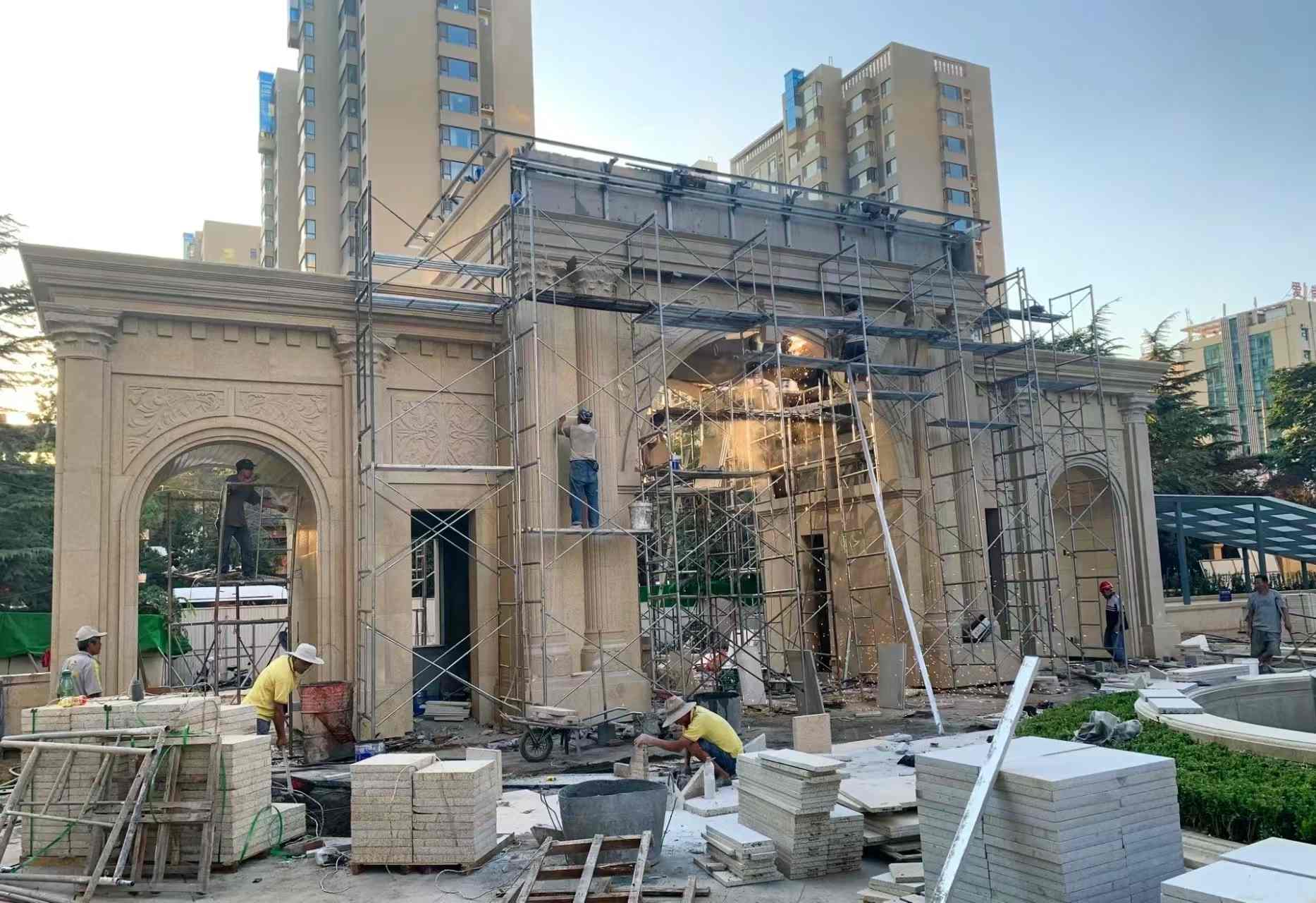 惠州 黄金麻荔枝面花岗岩小区门楼外墙干挂