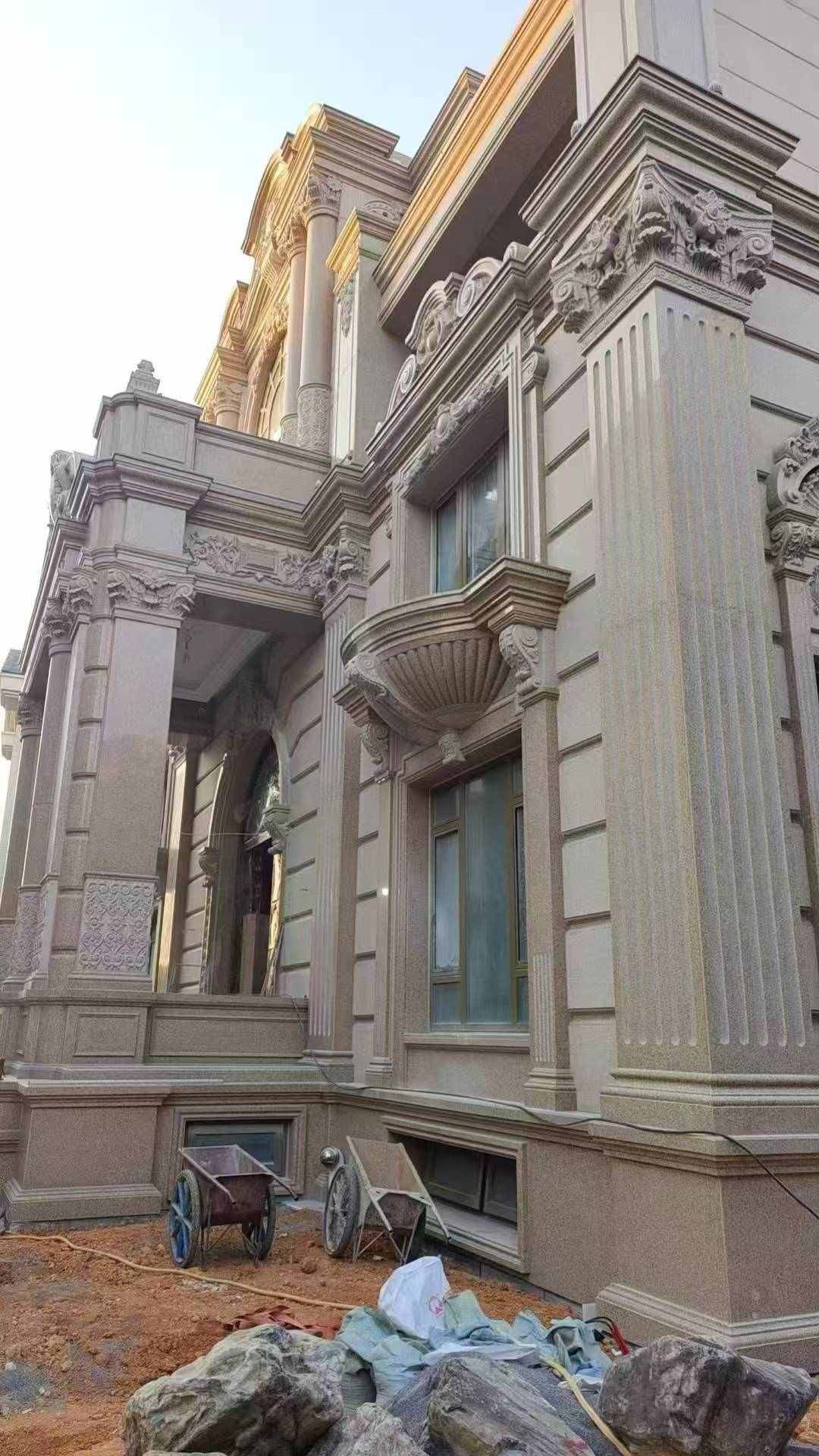 惠州 黄金麻花岗岩光面别墅外墙干挂施工完成