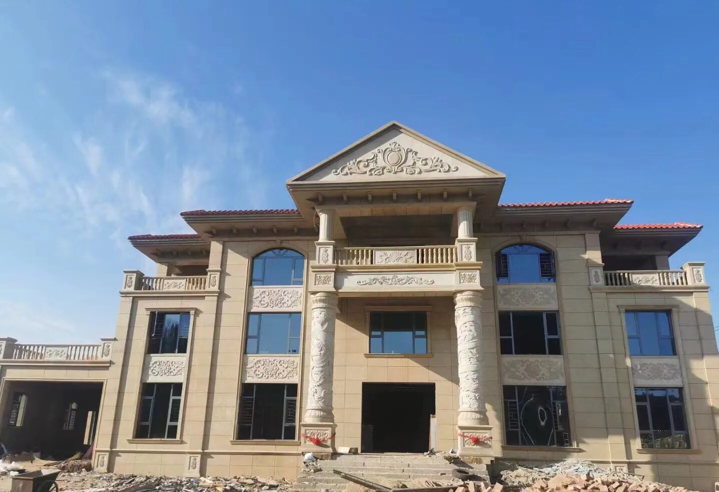 惠州 黄金麻花岗岩别墅外墙干挂