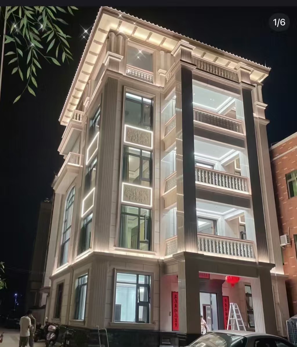 惠州 芝麻白花岗岩别墅外墙夜间效果